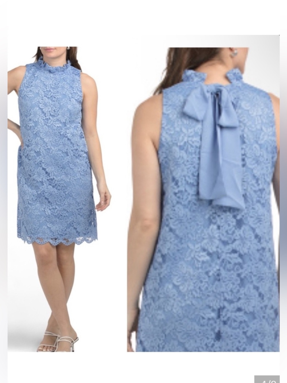 Anne Klein Periwinkle Lace Tie-Back Mini Dress